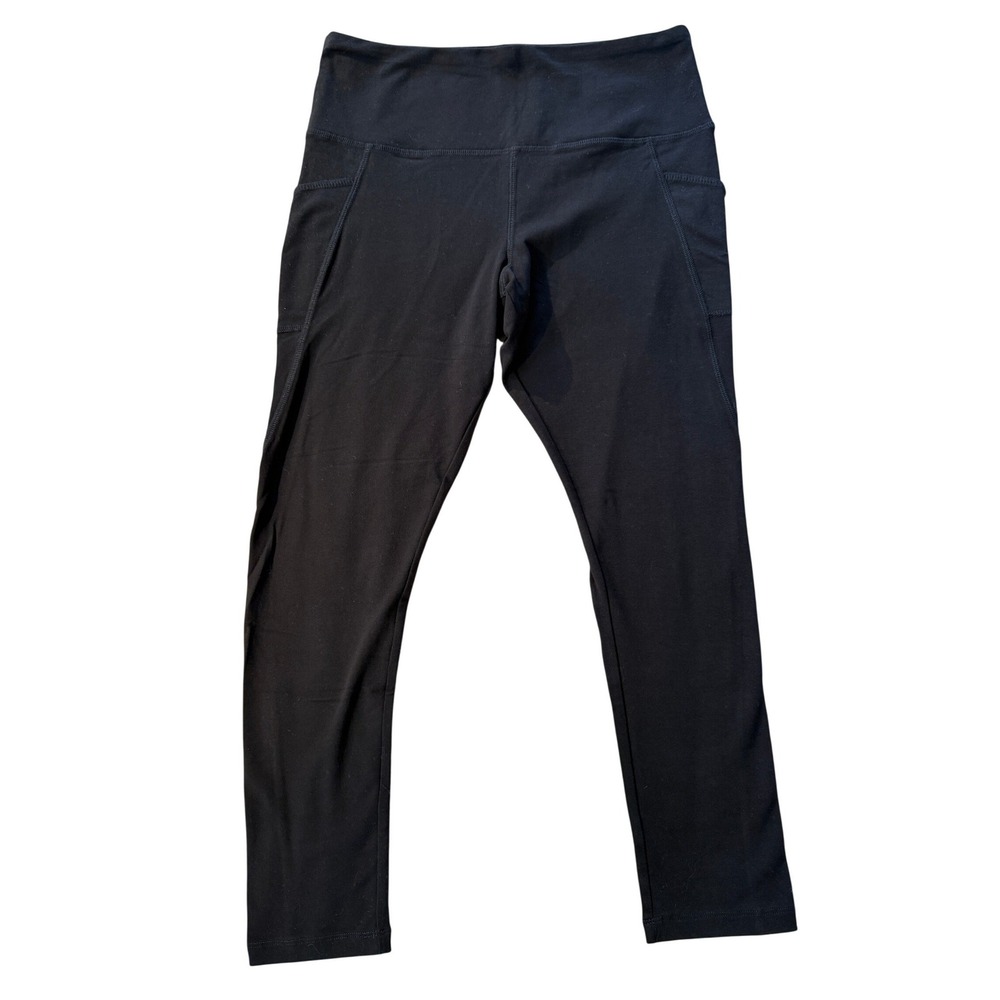 Jockey Leggings Women XL Black High Waisted Activewear Cropped with Pockets